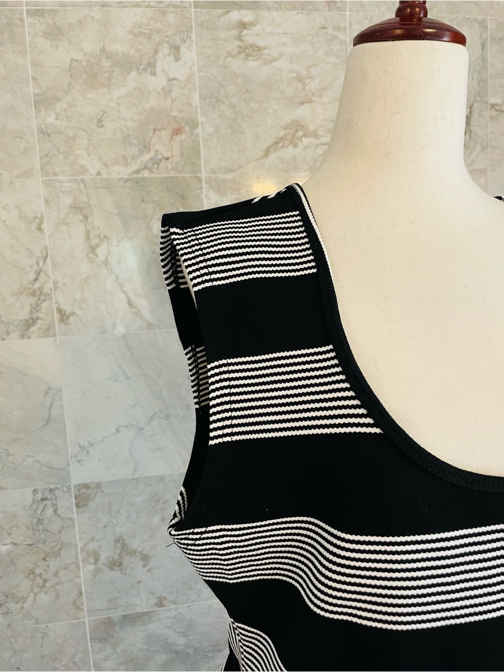 Bishop + Young Pique Striped Crew-Neck Sleeveless Top - Picture 3 of 9